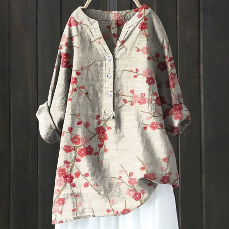 Bequeme lockere Bluse mit floralem Muster für Damen