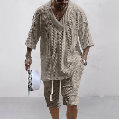 Bequemes Sommer-Set für Herren – Lässiges Zweiteiliges Set mit Kurzarmshirt und Shorts