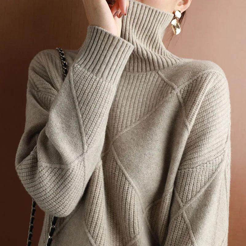 Eleganter Rollkragenpullover aus Wolle für Damen