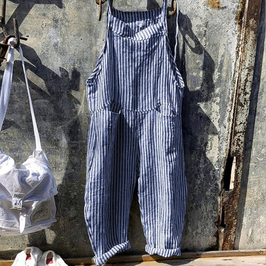 Gestreifter Baggy Jumpsuit im Vintage Look – Lässiger Einteiler für Damen