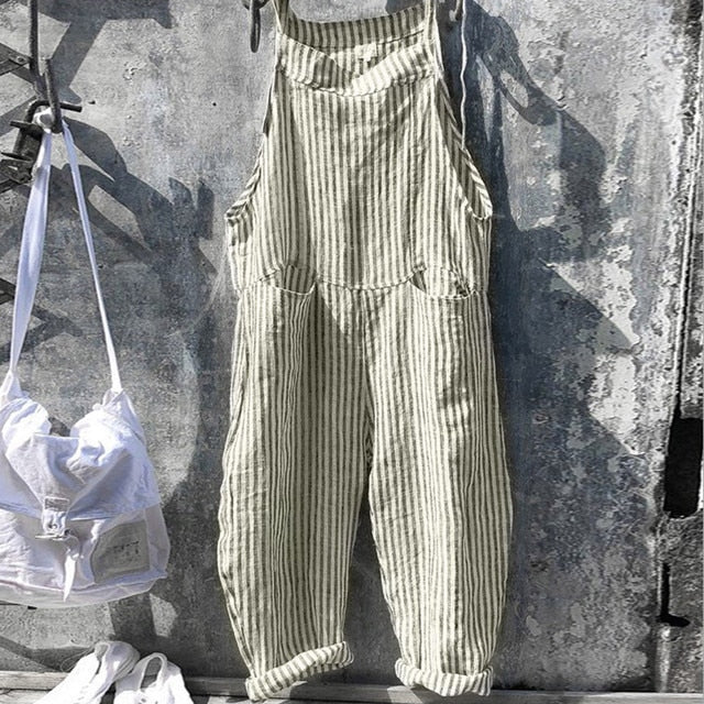 Gestreifter Baggy Jumpsuit im Vintage Look – Lässiger Einteiler für Damen