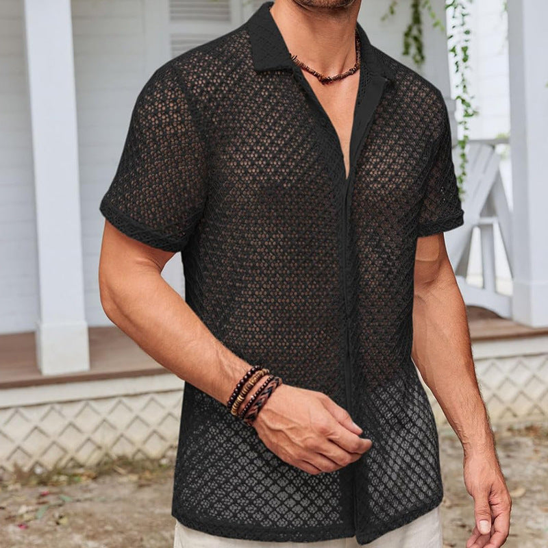 Atmungsaktives Sommerhemd für Herren mit Mesh-Design
