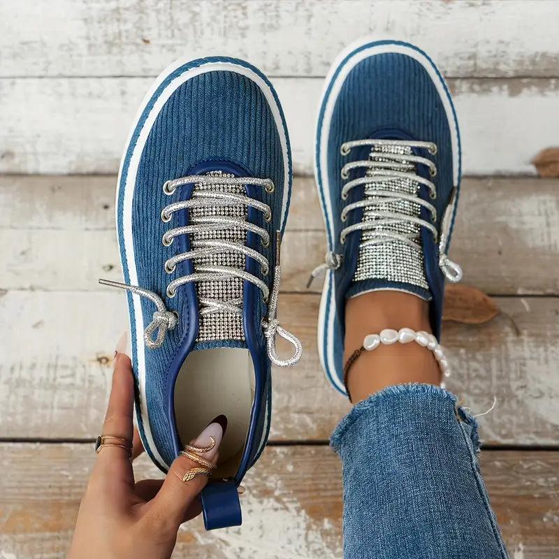 Rutschfeste Sneakers mit Strasssteinen für Damen