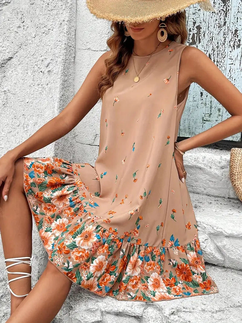 Ärmelloses Kleid mit Blumenmuster für Damen – Luftiges & feminines Sommerkleid