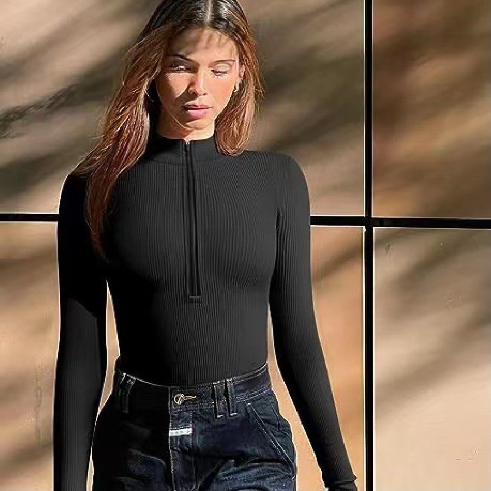 Stylischer Ribbed Zipper Bodysuit für Damen | Elodie
