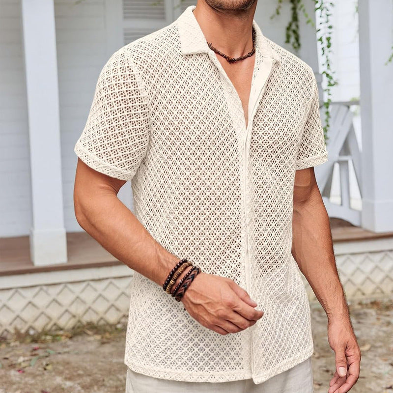 Atmungsaktives Sommerhemd für Herren mit Mesh-Design