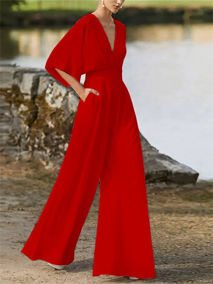 Stylischer Jumpsuit mit V-Ausschnitt für Damen