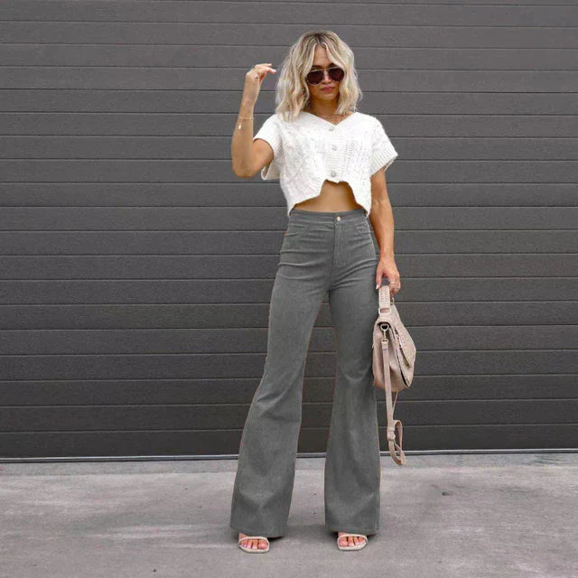 Retro High-Waist Cord-Flared Hose für Damen -  Trendige Retro-Looks