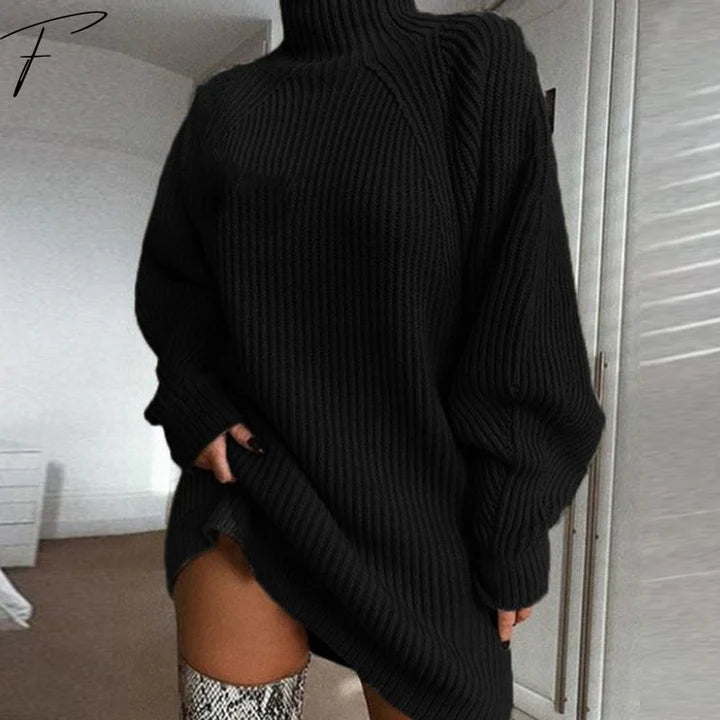 Elegantes Rollkragen-Strickkleid für Damen