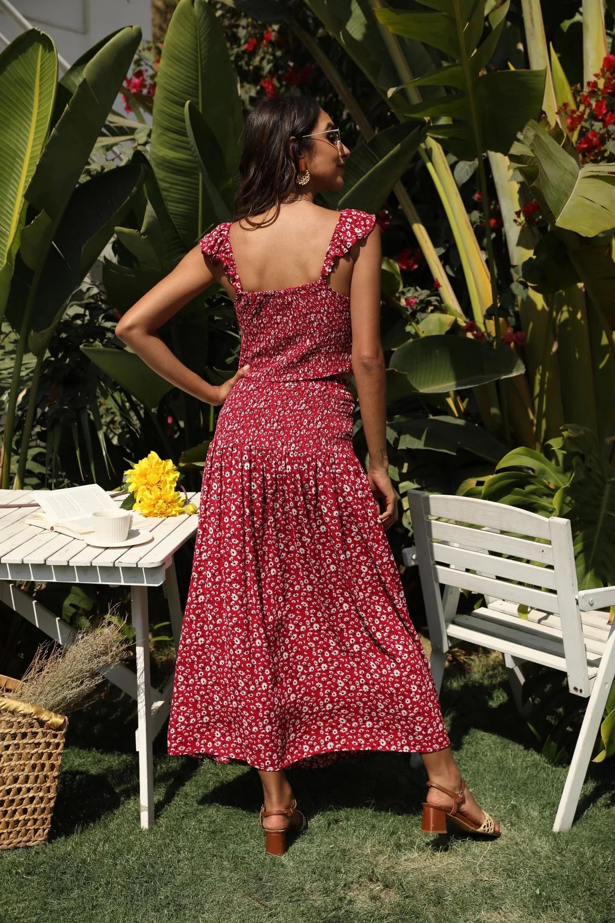 Stylisches Zweiteiliges Set mit Träger-Top und Midi-Rock für Damen
